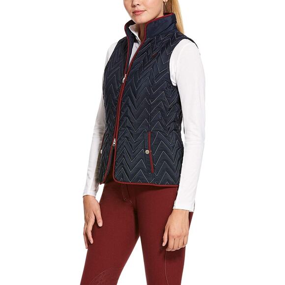 Ariat Women's Ashley Insulated Vest navy  maroon quilted riding equestrian sz S - Picture 1 of 8